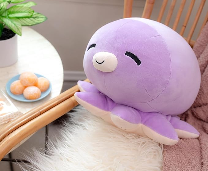 MochiOshis 12-Inch Character Plush Toy Ibuki Inkyoshi Purple Octopus | Cute Plushies and Soft Stuffed Animals, Room Decor Essentials | Perfect Present for Babies and Children | Kawaii Gifts