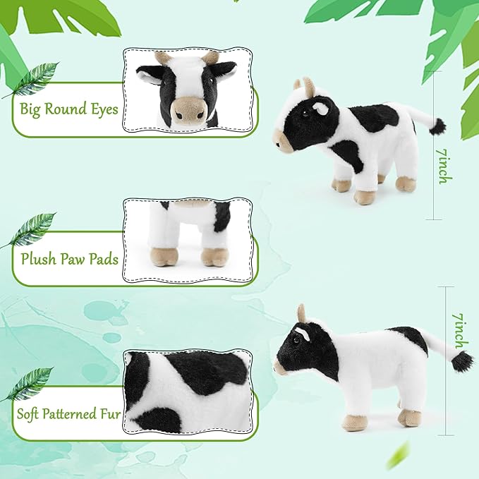 Stuffed Animals Toy Farm Animals 8 INCH,Plushies Stuffed Animals for Girls Plush Toys Little Stuffed Animal, Cute Stuffed Animal Plush Toy for Boy Girls (Standing Cows)