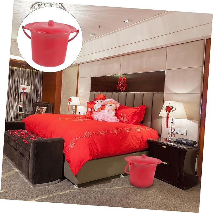 Cabilock Riser Spittoon Bucket Buckets with Lids Portable Toilet Travel Pee Bottle Potty Urinal Pot Chinese Chamber Pot Spittoon Bedroom Urinal Toilet Basin Enamel Bucket Pp Travel Potty