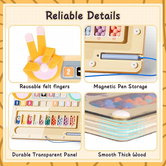 TOP BRIGHT Finger Math Addition & Subtraction Toys for Kids, Montessori Magnetic Beads Sorting Matching Learning Game for Ages 3 4 5+ Year, Educational Toys Gift for Preschoolers