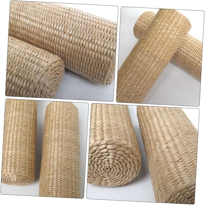Homoyoyo 1pc Straw Cervical Pillow Neck Pillows for Travel Yoga Memory Bolster Pillow Sleeping Pillow Natural, 30x9cm, Beige