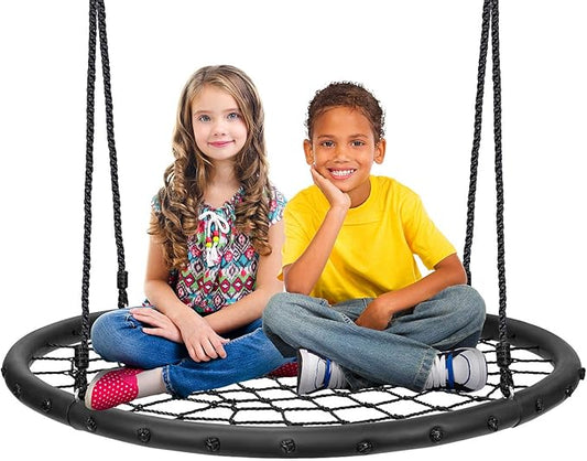 Sorbus Saucer Tree Swing- Kids Outdoor Disc Round Swing - 40" Heavy Duty 220lbs Seat- Easy Install Flying Saucer Web Circle - Perfect for Gift,Playground, Birthday, Xmas, IndoorOutdoor