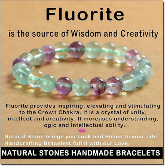 AD Beads Handmade Gemstone Stretch Elastic Bracelet Crystal Healing Reiki Nature's Beauty and Spiritual Essence Unisex