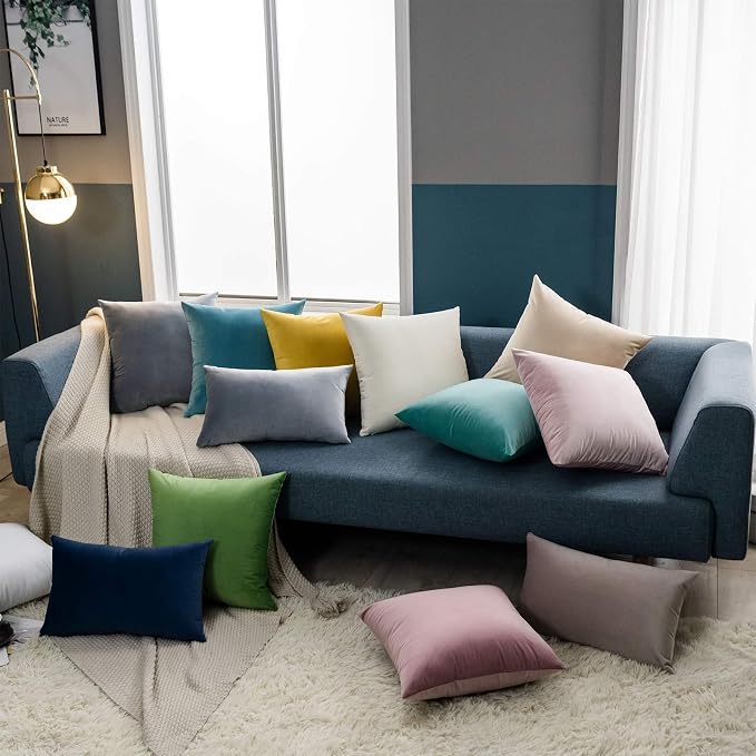 JUSPURBET 16x16 Decorative Velvet Throw Pillow Covers Set of 2,Silver Gray | Modern Soft Cushion Covers Cases with Hidden Zipper for Couch Sofa Bed Living Room Bedroom Home Decor