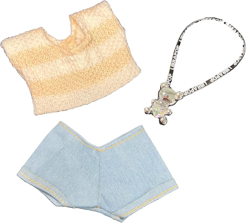 Cozy Doll Knitwear Set: 17cm Sweater & Skinny Jeans w| Mini Bag | Photo-Ready Casual Outfit for 17cm Dolls | Accessories Included.