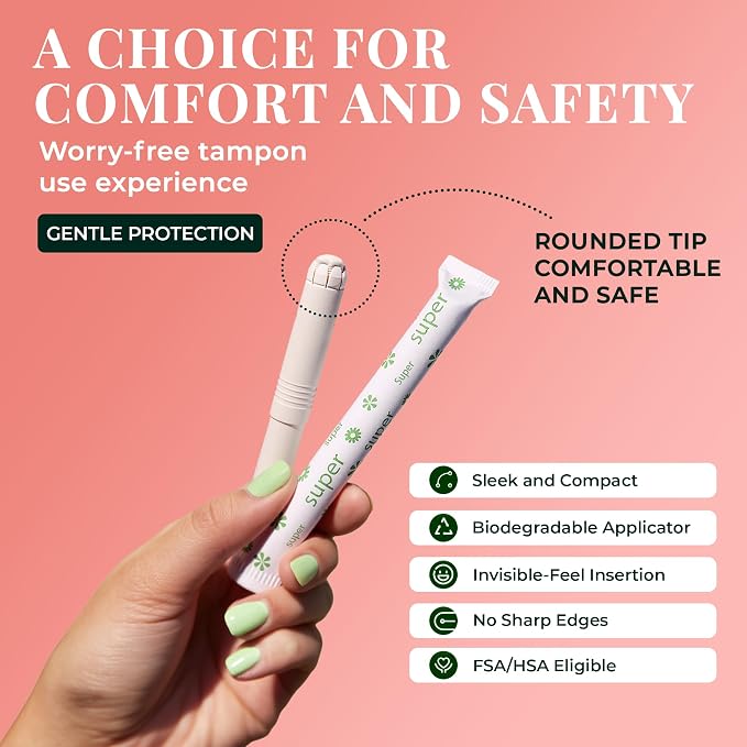 Tampon Tribe Super Plus Organic Tampons for Women | 36 Non-Toxic Tampons | Natural 100% Organic Cotton, Hypoallergenic, Metal and Chemical Free with Biodegradable Applicator | (36 Count - Super +)