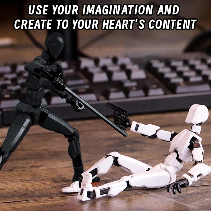 Titan 13 Action Figure, Action Figures, Titan 13 Action Figure 3D Printed Robot Multi-Jointed Movable, Desktop Decorations for Game Lovers, Easter Basket Stuffers（Black）