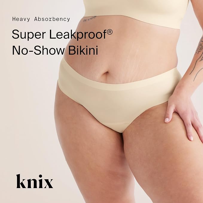 KNIX Super Leakproof No-Show Bikini Period Underwear – Heavy Flow, Reusable Absorbent Menstrual & Incontinence Panties