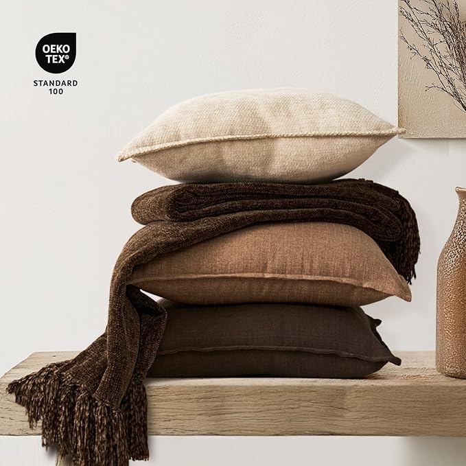 Chenille Knit Throw Blanket for Couch, 60"x80", Dark Brown | Cozy Plush Fuzzy Knittd Throw with Tassels, Lightweight, Decorative, Farmhouse Decor, Ideal for Bed Sofa Gift, All Seasons
