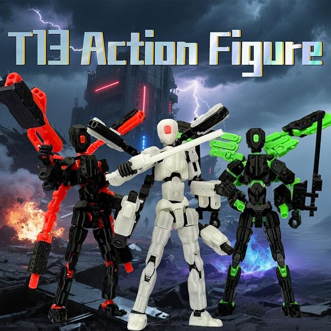 Assembly Completed T13 Action Figure,T13 Robo 13 Action Figures,Gift for Collectors Desktop Decoration Best Birthday Festival Gift (Green)