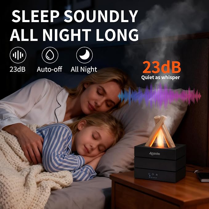 Campfire Flame Fire Diffuser, Bonfire Aromatherapy Essential Oil Diffuser, 280ML Ultrasonic Mist Humidifier with Remote, 7-Color LED, Timer, Auto Shut-Off for Bedroom, Office, Yoga, Gifts