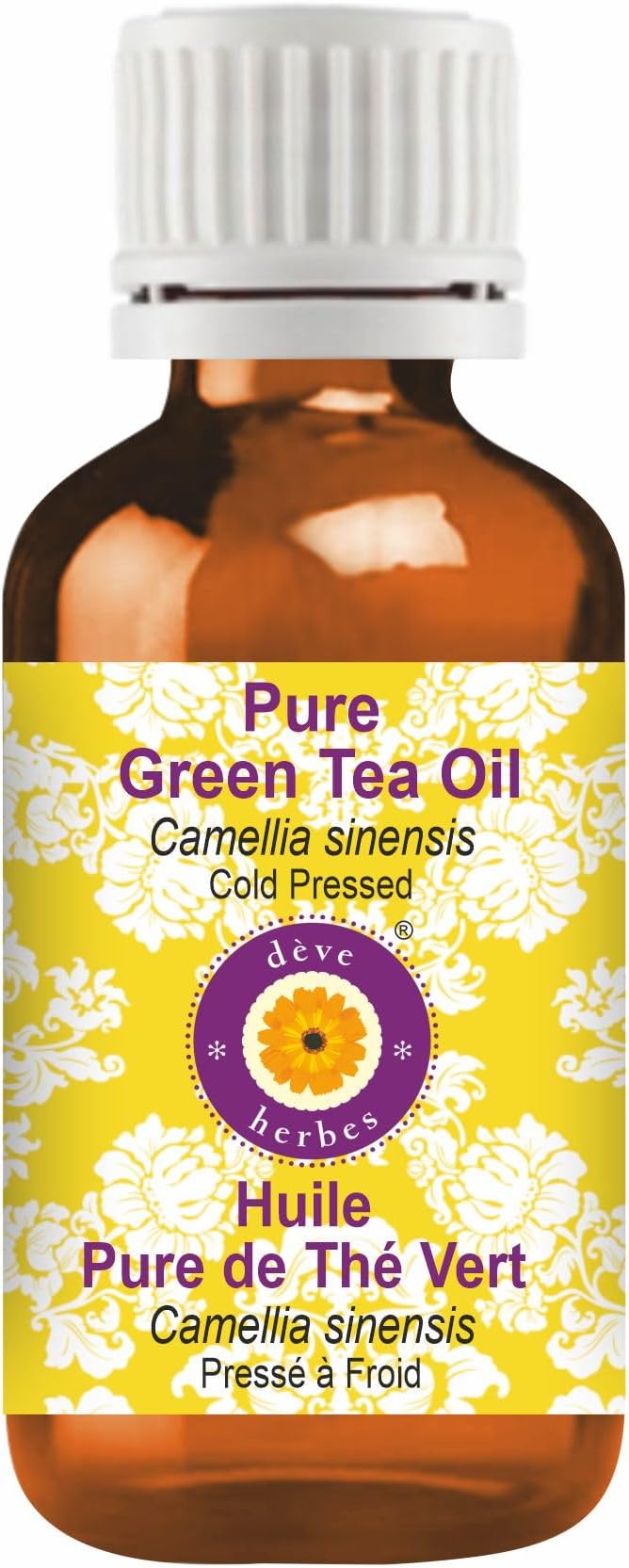 Deve Herbes Green Tea Oil (Camellia sinensis) | Cold Pressed | Pure | Natural | Undiluted | For Diluting Essential oils | For Skin & Massage | Non-Sticky | Lightweight | Men & Women | 100ml (3.38 oz)