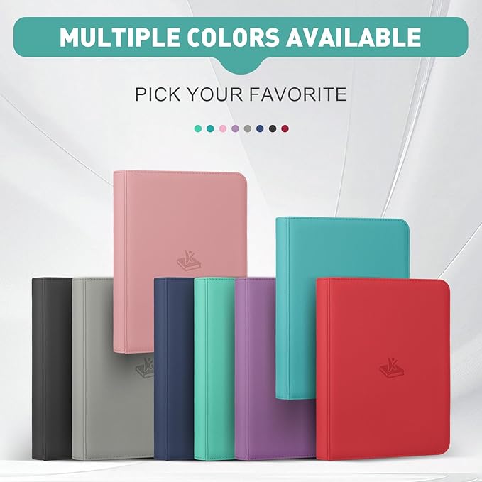 Trading Card Binder 9 Pocket - 180 Cards Capacity, Side Loading Card Album with Zipper Closure, Card Collection Holder for TCG, Game Cards, Sports Cards, Yugioh（Turquoise）