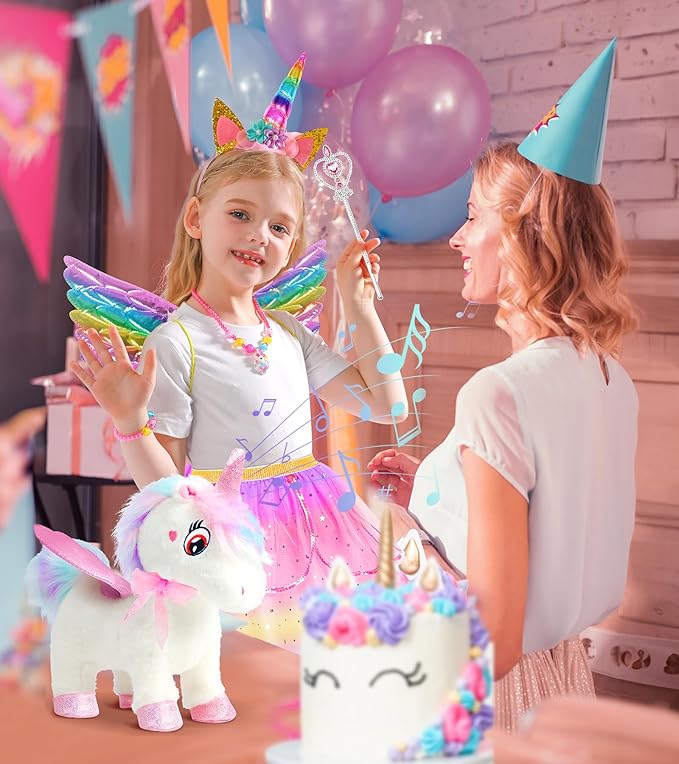 Unicorn Toys for Girls Age 4-6 Unicorn Gifts, Walking Talking Singing Interactive Toy, Remote Control Plush Unicorn Pet Care Toy, SOLIEHOO Unicorn Dress up Clothes for Toddler Girls Kids 3 4 5 6 Years