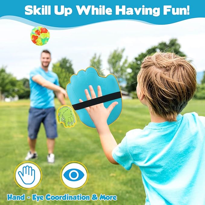Dolanus Toss and Catch Games - Throw Catch Velcro Ball Set with 4 Paddle, 4 Balls, Toys for Kids Outdoor Outside Pool Sand Beach Activities, Birthday Gifts for Ages 3 4 5 6 8 12 Year Old Boys Girls