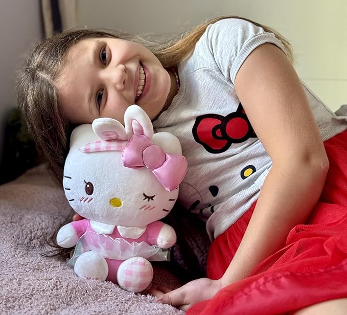 AlphaDesignLuxe Kitty Plush 10” Collectible Kitty Plushie Cute Stuffed Animal Toy Adorable Kawaii Doll (Pink)