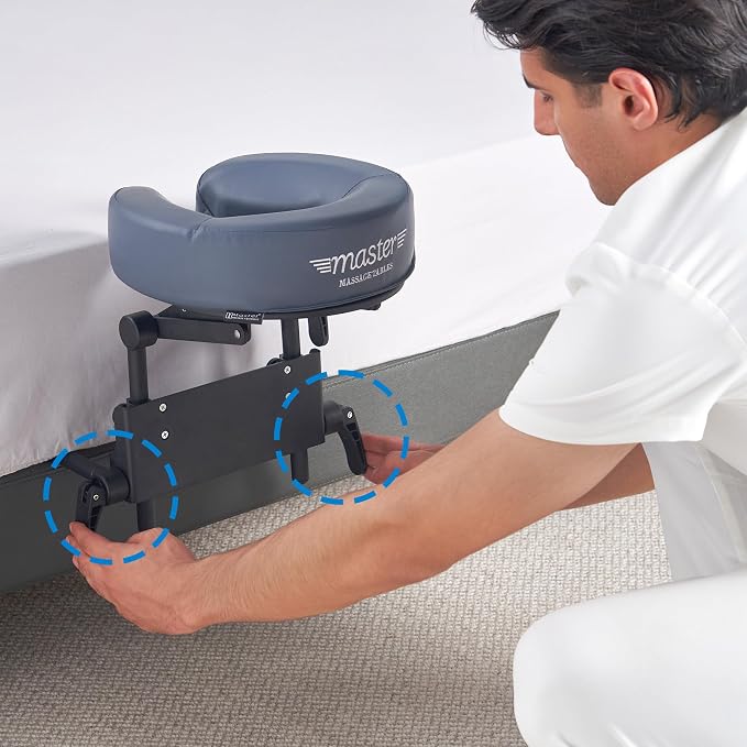 Master Massage Adjustable Headrest Massage Kit for Home - Includes Face Pillow Cradle and Cushion Support Bracket for Sleeping Mattress Top Royal Blue