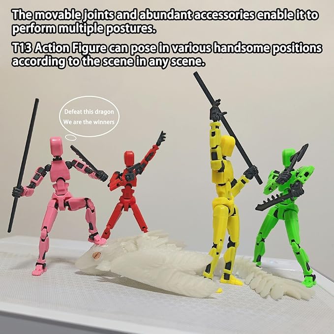 T13 Action Figure Set, 10PCS Robot 3D Printed Toys Lucky Titan 13 Action Figure with Multiple Accessories, Dummy 13 Multi-Jointed Movable, Gifts for Boys and Girls (Assembly Completed)
