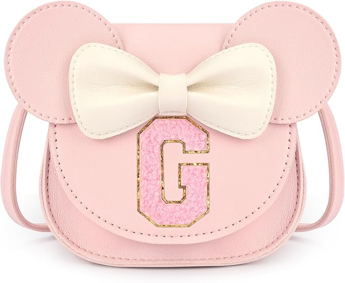 mibasies Toddler Purse Girl Gifts: Girls Birthday Gifts for 3-8 - Toys for Ages 2-4 Girls Mouse Ears Purse, Pink, Letter G