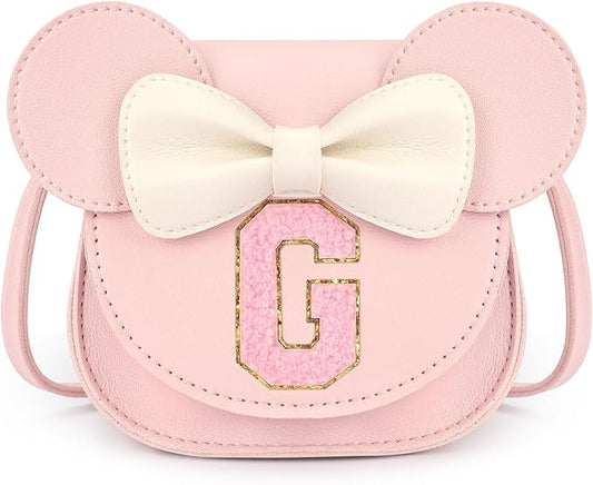 mibasies Toddler Purse Girl Gifts: Girls Birthday Gifts for 3-8 - Toys for Ages 2-4 Girls Mouse Ears Purse, Pink, Letter G
