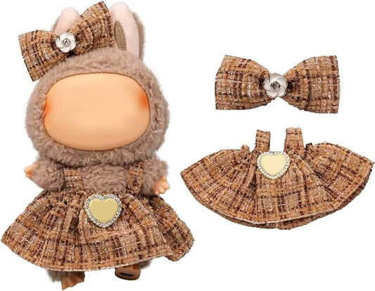 Doll Clothes Set for 6.7-inch/5.9-inch Dolls - Luxury Chic High-End Fashion Outfit with Suitable Accessories, Ladylike Elegance Khaki (No Dolls)
