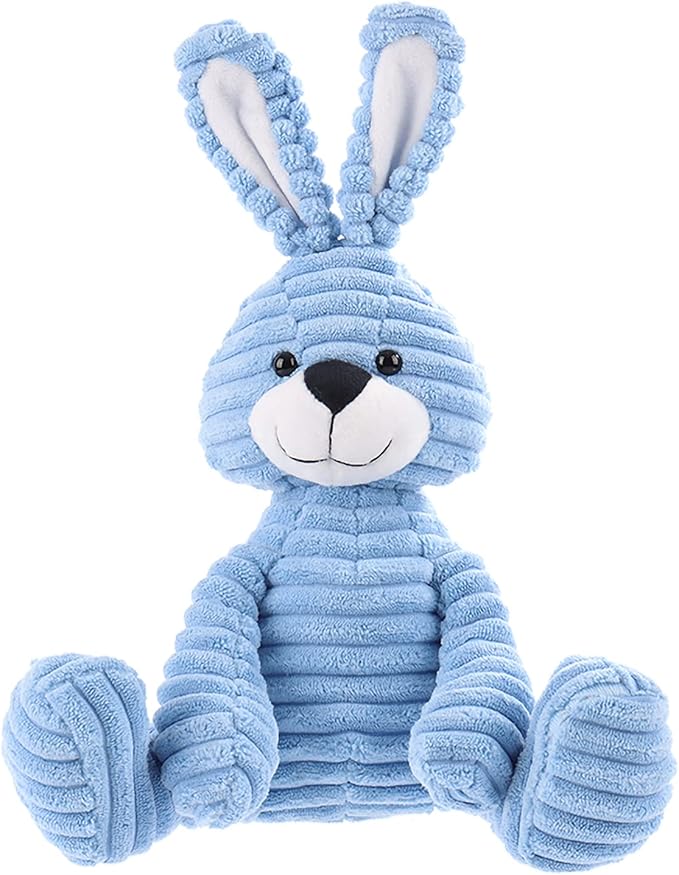 Apricot Lamb Toys Plush Corduroy Rabbit Bunny Stuffed Animal Soft Cuddly Perfect for Child （Blue Bunny
