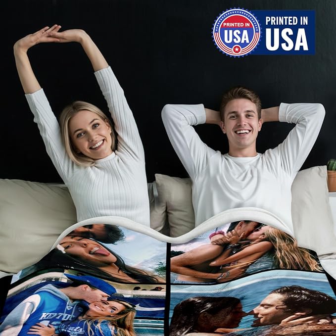 Yofair Ships Next Day, Custom Blanket with Picture Wedding Anniversary Valentines Day Gifts for Him Her Personalized Photo Blankets I Love You Couple Gift for Women Boyfriend Girlfriend Wife Husband