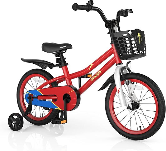BABY JOY Kids Bike, 12 14 16 18 20 Inch Children Bikes for Boys Girls Teens 3-8 8+ Years w/Training Wheels or Kickstand, Handbrake, Coaster Brake & Removable Basket, Kids Bicycle of Multiple Colors