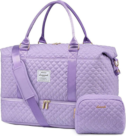 LOVEVOOK Travel Duffle Bag,Weekender Bags for Women with Shoe Compartment，Carry on Overnight Bag with Toiletry Bag,Gym Duffel Bag with Wet Pocket, Hospital Bags for Labor and Delivery