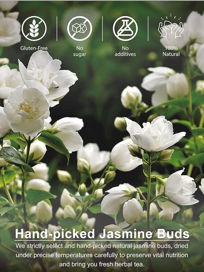 TeeLux Jasmine Tea Loose Leaf, Natural Jasmine Buds, Edible Dried Flowers for Tea, Baking, Caffeine Free, 3.5oz/100g