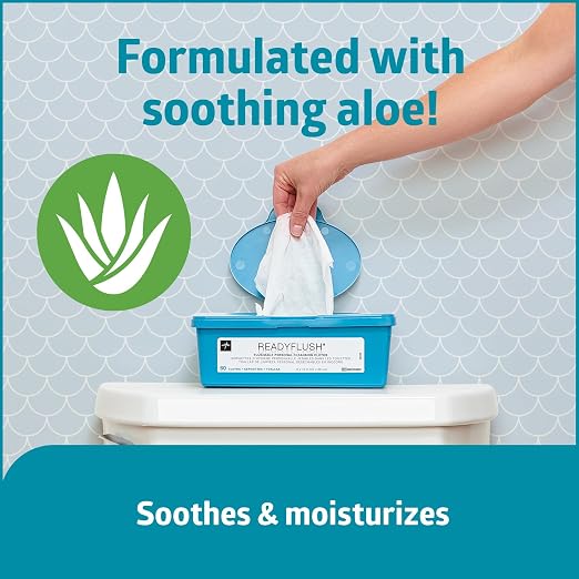 Medline ReadyFlush Flushable Wipes, 540 Wipes (60 Wipes, 9 Tubs), Scented, Biodegradable Flushable Incontinence Wet Wipes for Adults with Aloe, Hypoallergenic and pH-Balanced Personal Cleansing Cloths