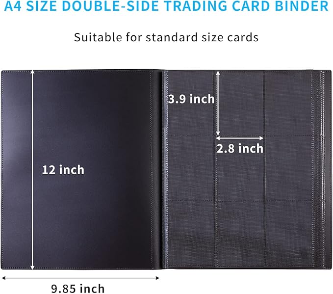Card Binder, 360 Pockets Upgraded Trading Card Binders, Cards Collection Binder 9 Pocket, Side Loading Yugioh Binder Book Holder for MTG, TCG, Sport, Football, Baseball Collector Cards - Black