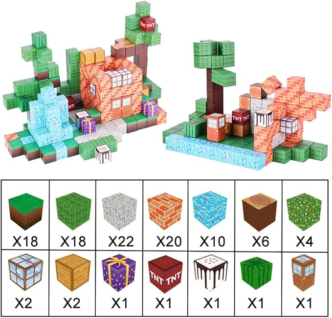 Magnetic Building Blocks 108PCS STEM Toys for Kids Ages 3-10 Forest-Themed Learning Set with Idea Book Montessori Sensory & Creative Play Gift (Garden)