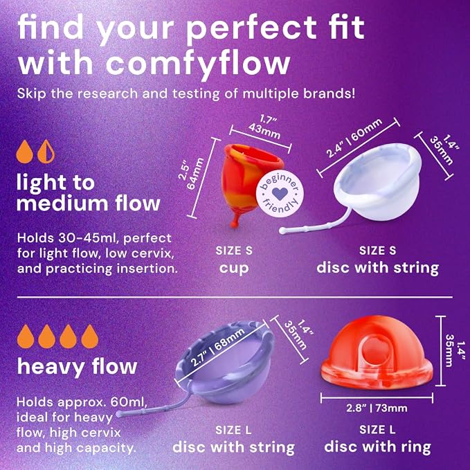 Bodyotics Menstrual Disc & Cup Period Care Pack with Water-Based Lube | Menstrual Cup and Disc Reusable Set with Carrying Pouch and Personal Lubricant; Includes E-Book Guide