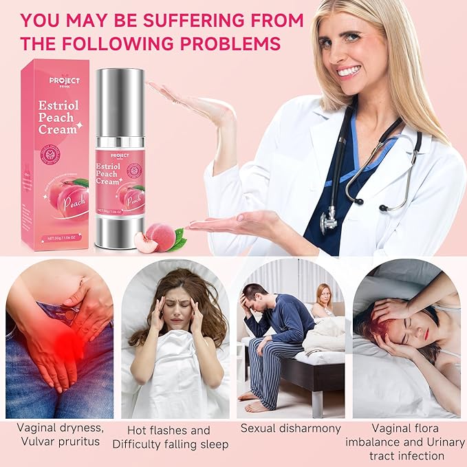 Silky Peach Cream for Women, Vaginal Estrogen Cream for Women | Relief Menopause Vaginal Dryness & Vaginal Itching (1 fl.oz)