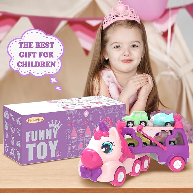 Toys for 3 4 5 6 7 Year Old Toddler Girl,Carrier Truck Princess Cars for Girls,Light & Sound,3 4 5 6 Year Old Girl Birthday Gifts
