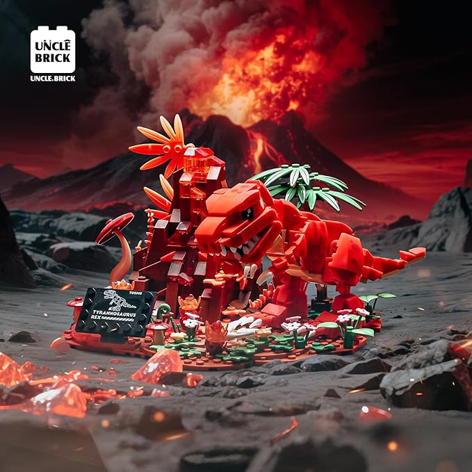 Dinosaur World Building Block Set,T.Rex Dinosaur Park Sets for Boys and Girls 8-12,T.rex and Volcano Scene Building Sets,Home or Office Décor Sets for Boys 8-14(559pcs