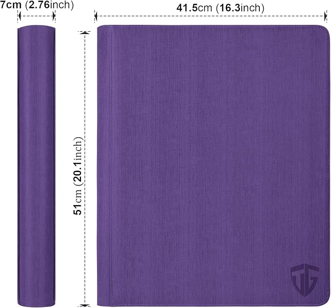 16 Pocket Toploader Binder,Holds 640 3”x4” Toploader Hard Cases,Sleeves Card Collection Binder,20 Double Sided Pages,Compatible with Trading & Sports Holder(Purple)