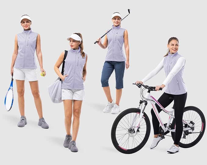 33,000ft Women's Lightweight Running Vest Outerwear with Pockets, Windproof Sleeveless Jacket for Golf Hiking Travel