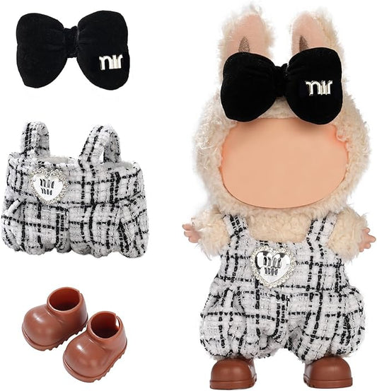 Cute Clothes for Doll Design Outfit Blind Mystery Box Accessories Mini La Boo-Boo Blah Bu Bu BuLafufu Ropa Plush Toy Stuff Dress Overalls Pajamas Hoodie Black&White