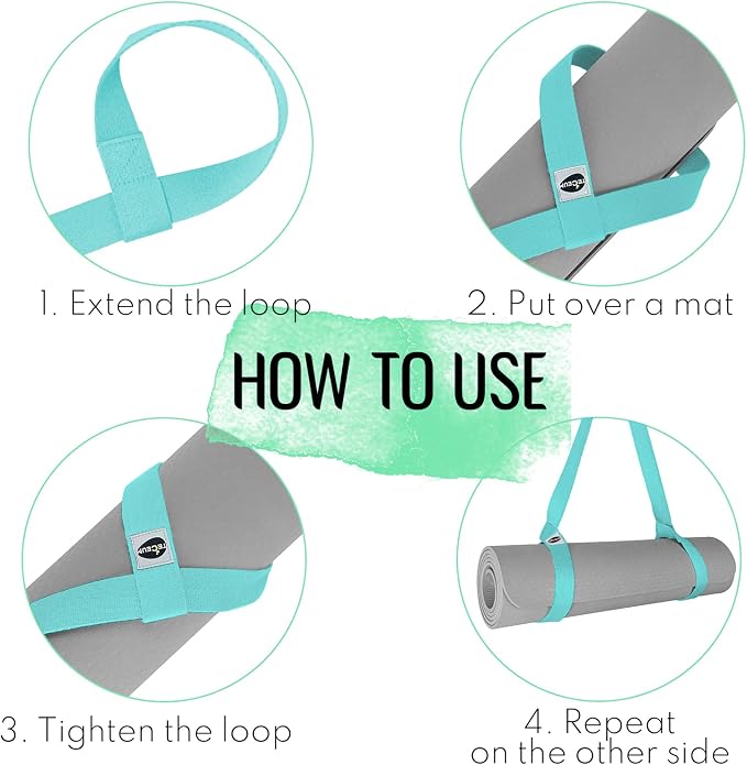 TECEUM Yoga Mat Strap – Extra Soft & Thick Cotton Carrier for All Mats | Adjustable Skin-friendly & Non-Slip Mat Holder Sling in 30+ Colors [Mat Not Included]