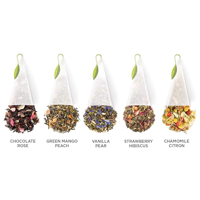 Tea Forte Gift Set with Cafe Cup, Tea Tray, Mini Presentation Box with 10 Handcrafted Pyramid Infuser Tea Bags, Jardin Tea