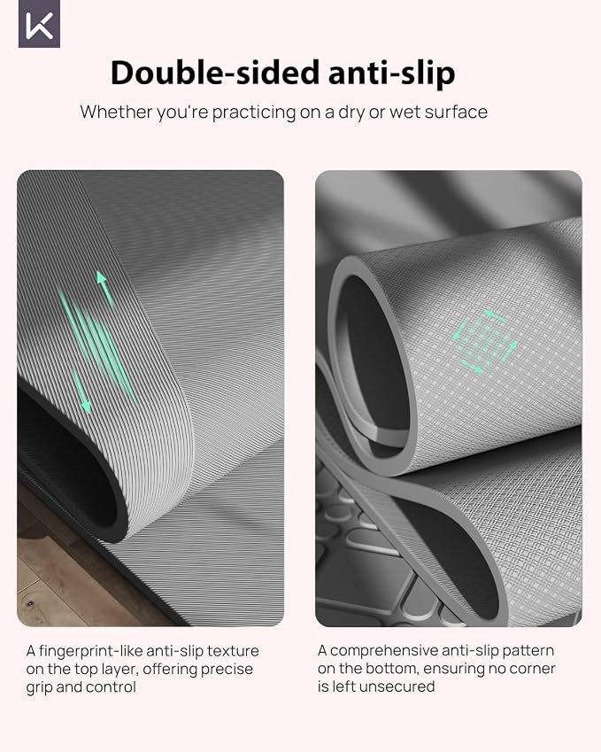 KEEP Extra Wide Yoga Mat, 7mm Thick 72" x 32" Exercise Mat | 7mm thick Extra wide yoga mat with carry strap for home workout, yoga, exercise and Pilates