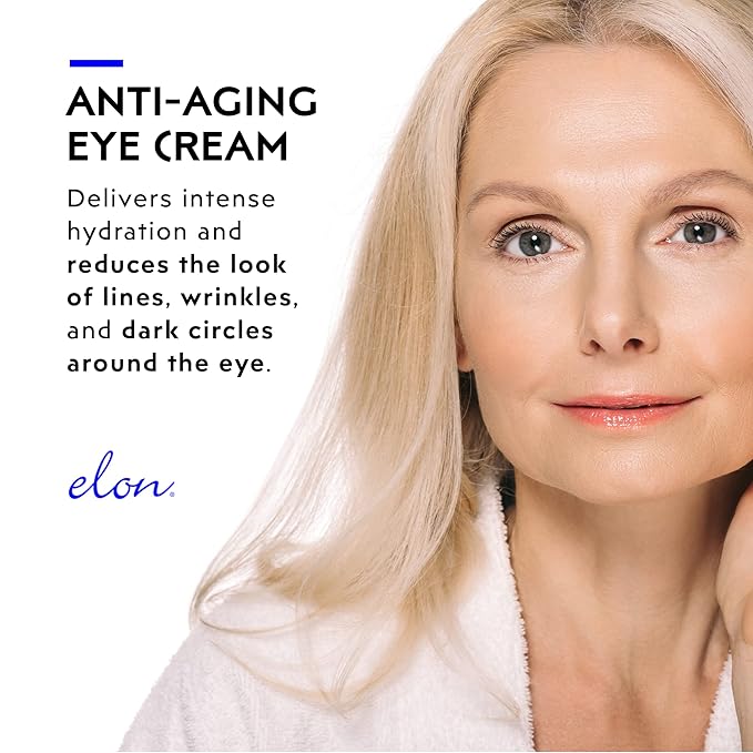 Elon Advanced Eye Cream for Hydrated & Firm Skin – Under Eye Cream w/ CoQ10, Peptides, Hyaluronic Acid Serum & MSM - Anti Aging Cream for Fine Lines & Wrinkles (1oz/30ml)