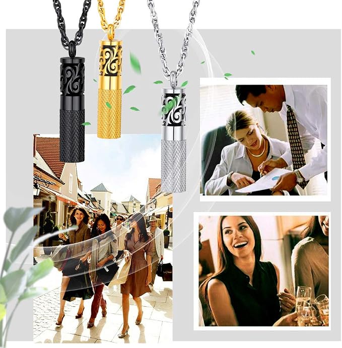 PROSTEEL Diffuser Necklace Men Jewelry Essential Oil Perfume Bottle Round 18K Gold Plated Aromatherapy Necklaces for Women