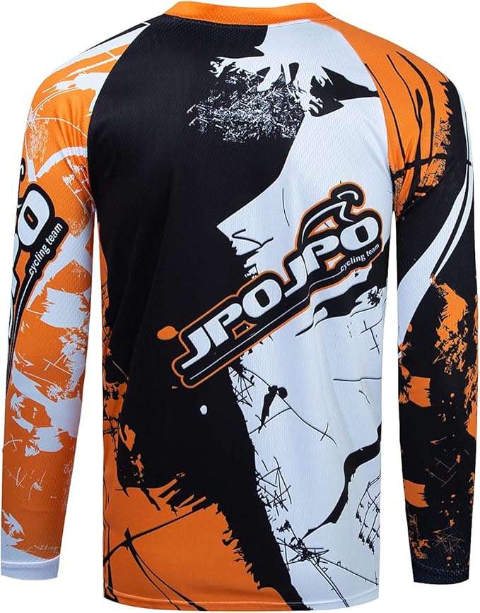 Boy Girl Cycling Jersey Kids Mountain Bike Motocross Long Sleeve Shirt Biking Tops 4-14 Years