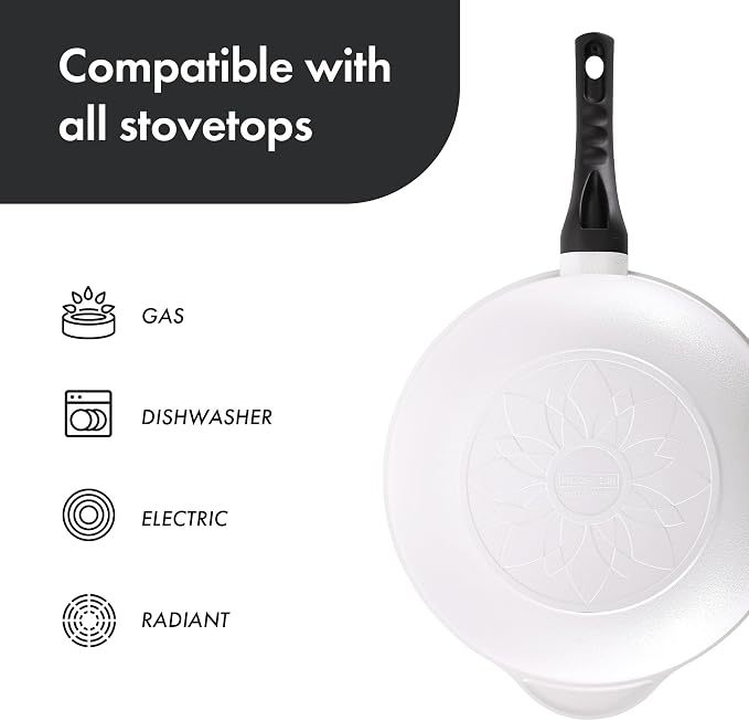 Neoflam Cast Aluminum Nonstick Large Wok – Lightweight & Durable Stir Fry Pan, Heakthy Non Stick Coating, Easy to Clean, Dishwasher Safe, PFOA, PFAS Free, Stay-Cool Handle, Made in Korea (12.5", 32cm)