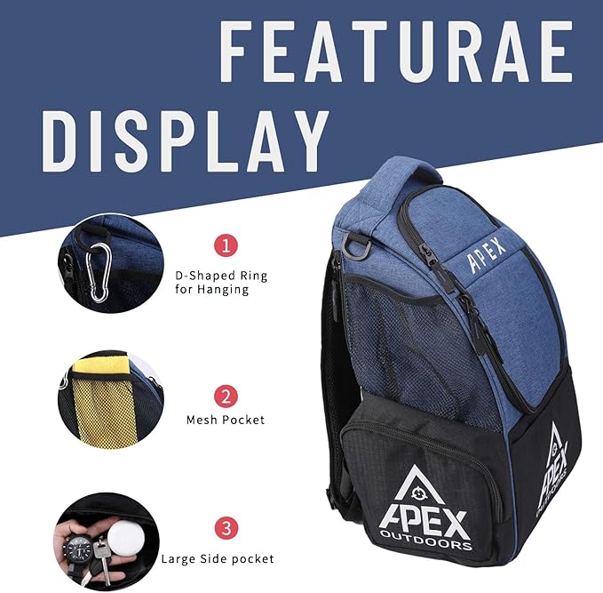 Disc Golf Bag, Large Disc Golf Backpack Holds Over 21 Discs, Durable & Lightweight with Multiple Storage Pockets