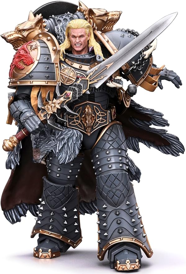 JOYTOY Warhammer 40K 1/18 Action Figure - Space Wolves Leman Russ Primarch of The VIth Legion - Collectible Display Model for Decor & Gifts - Birthday, Christmas, Character Figure - JT6137