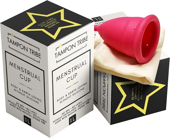 Tampon Tribe Organic Menstrual Cup for Women | Vegan Period Cup | 100% Free of Silicone, Toxins, & Chemicals - Crafted from Medical-Grade TPE | Patented Leak-Free Technology (30mL Capacity)